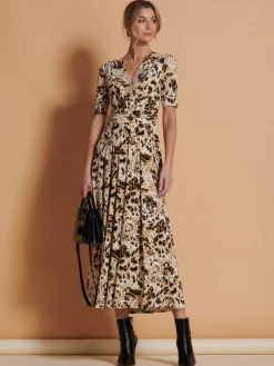 Wrap Front Jersey Maxi Dress, Cream Animal