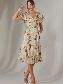 Wrap Front Midi Dress, Mint Green