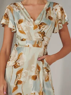Wrap Front Midi Dress, Mint Green