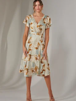 Wrap Front Midi Dress, Mint Green