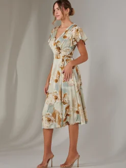 Wrap Front Midi Dress, Mint Green
