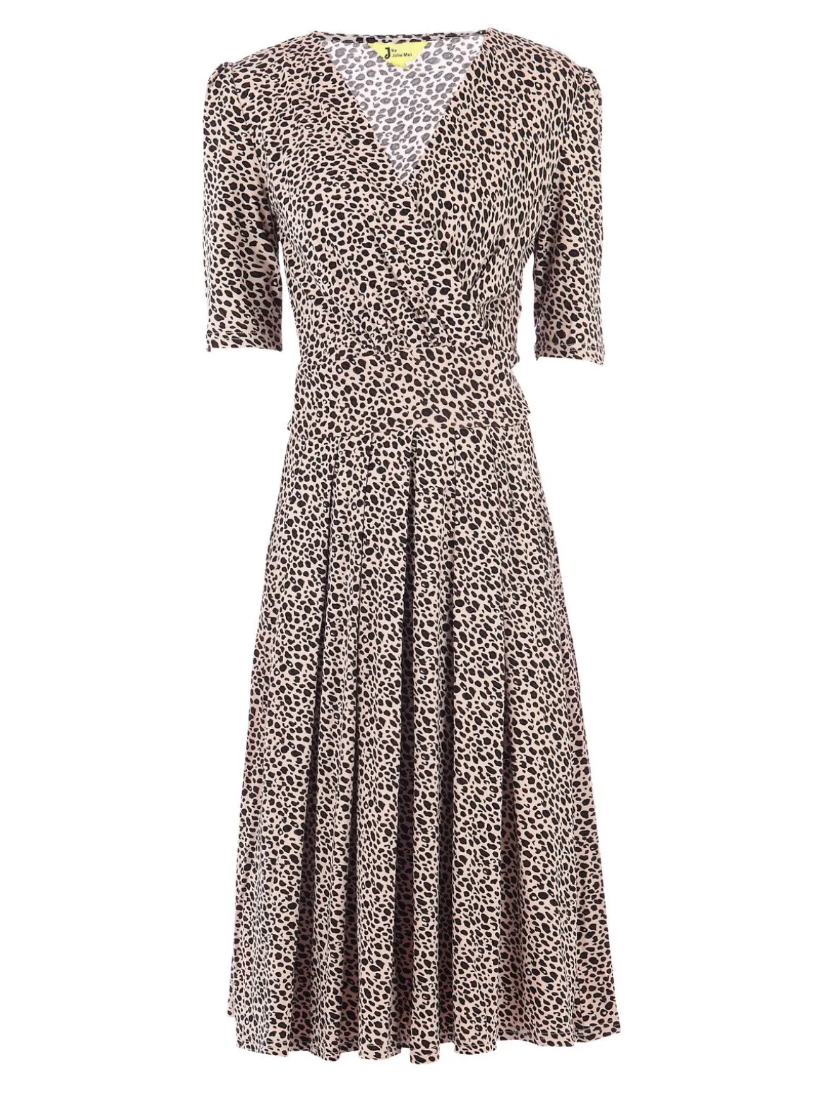 Wrap Front Viscose Dress, Neutral Animal