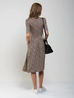 Wrap Front Viscose Dress, Neutral Animal
