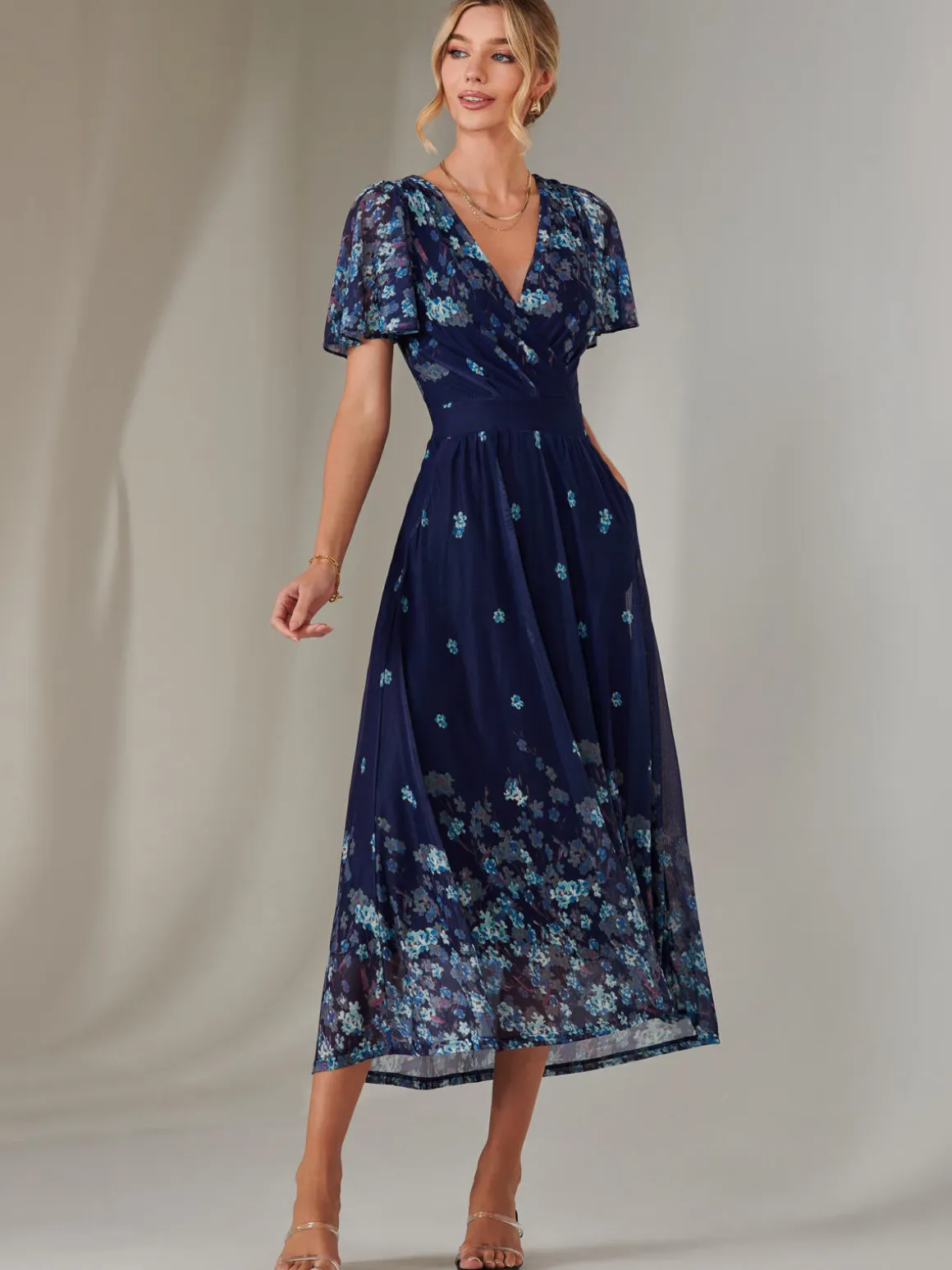 Wrap Maxi Dress, Navy Floral