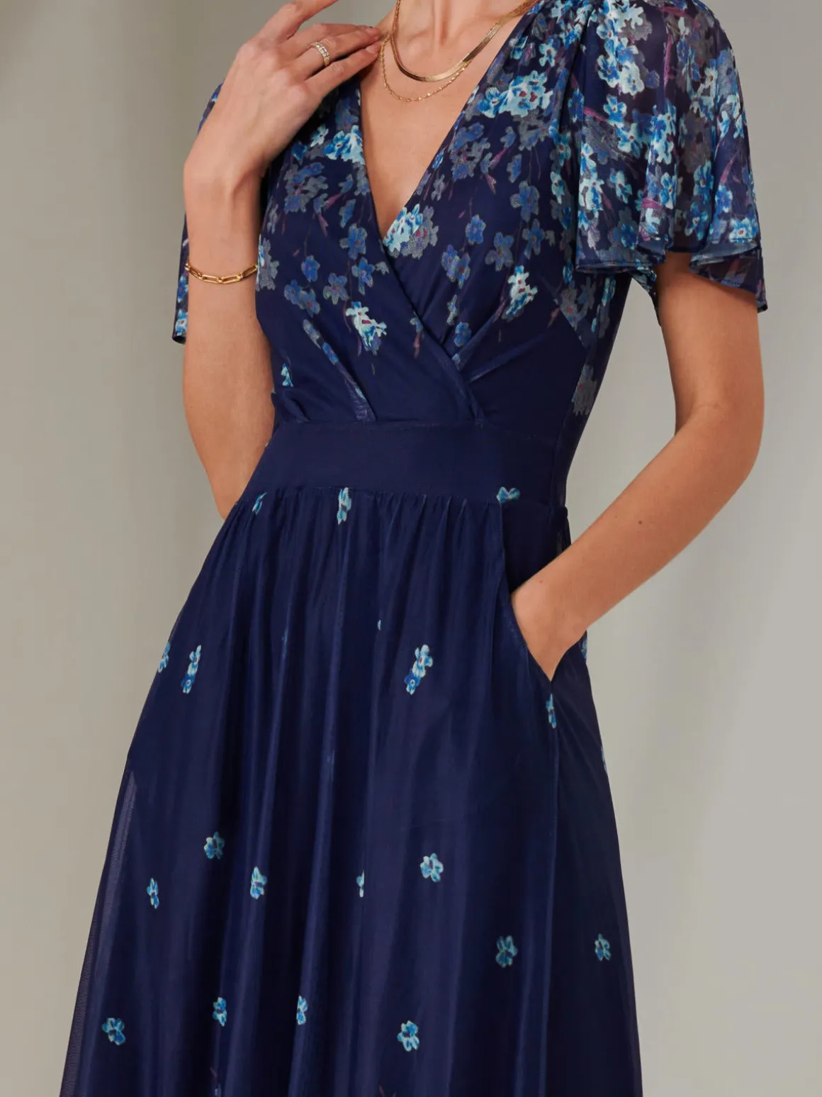 Wrap Maxi Dress, Navy Floral
