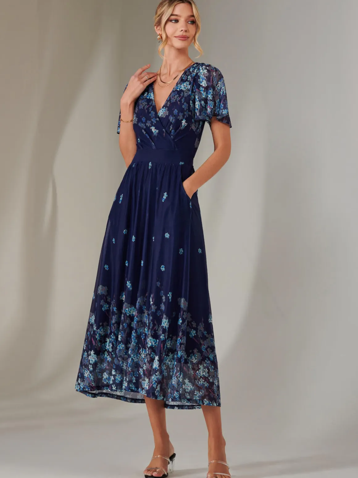 Wrap Maxi Dress, Navy Floral