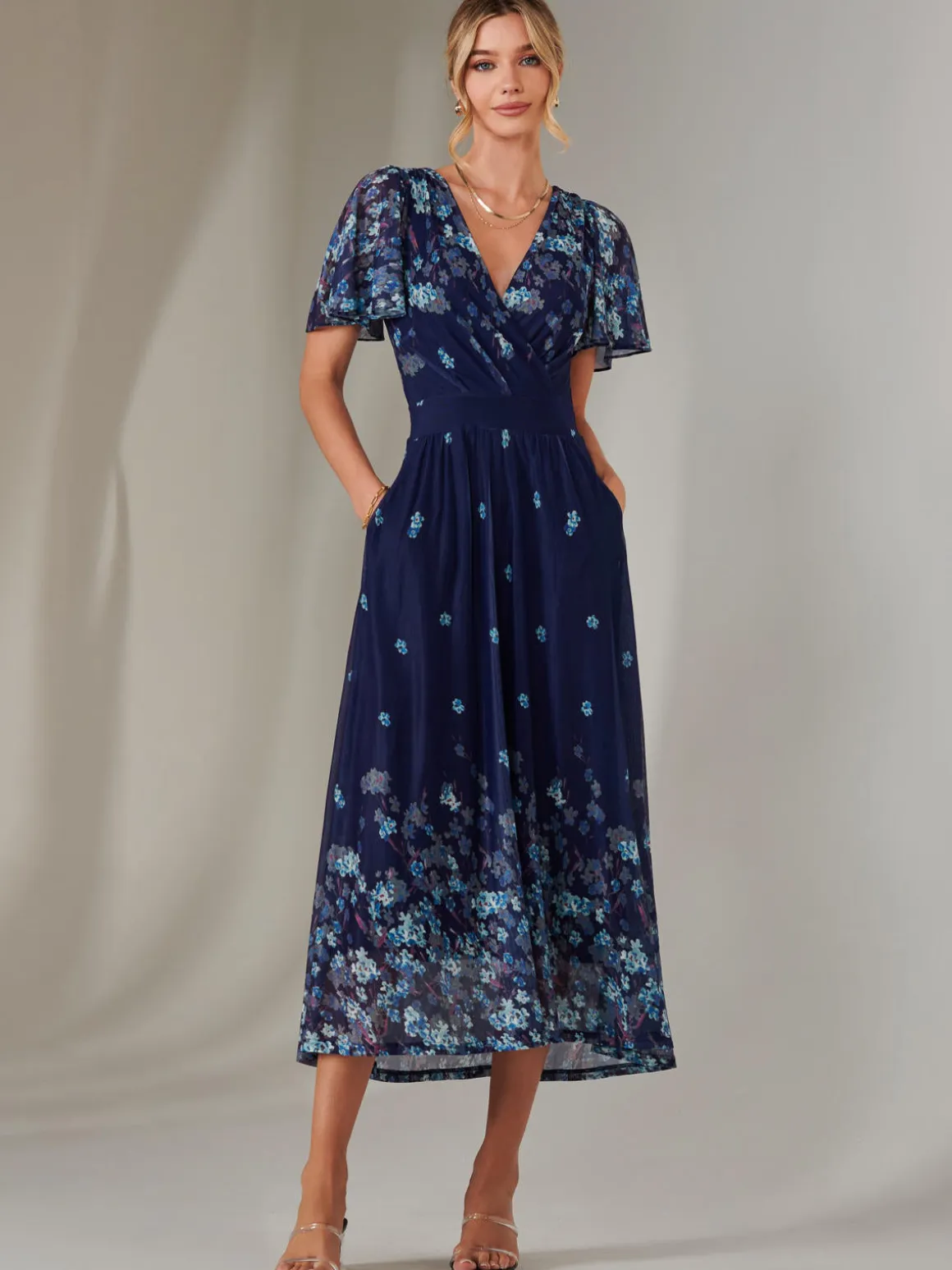 Wrap Maxi Dress, Navy Floral