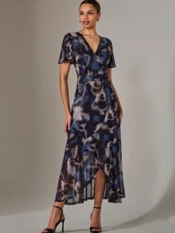 Wrap Midaxi Dress, Abstract Multi