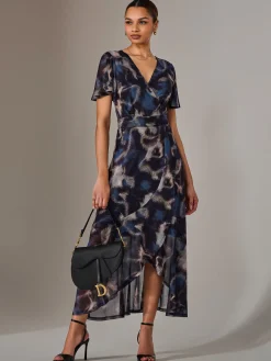Wrap Midaxi Dress, Abstract Multi