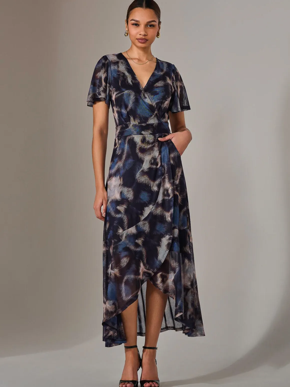 Wrap Midaxi Dress, Abstract Multi