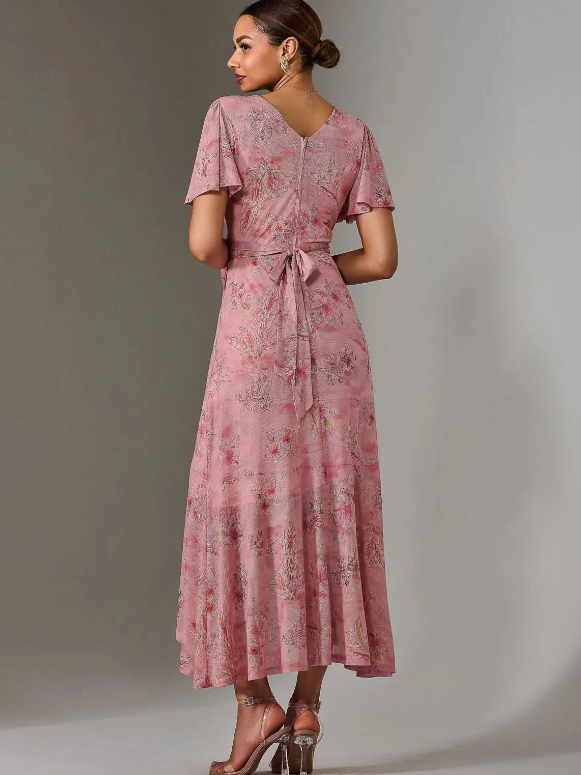 Wrap Midaxi Dress, Pink Floral