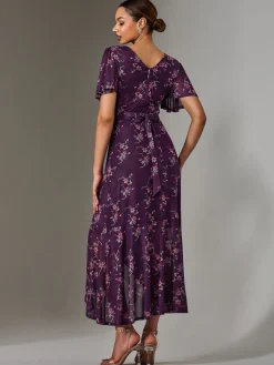 Wrap Midaxi Dress, Purple Floral