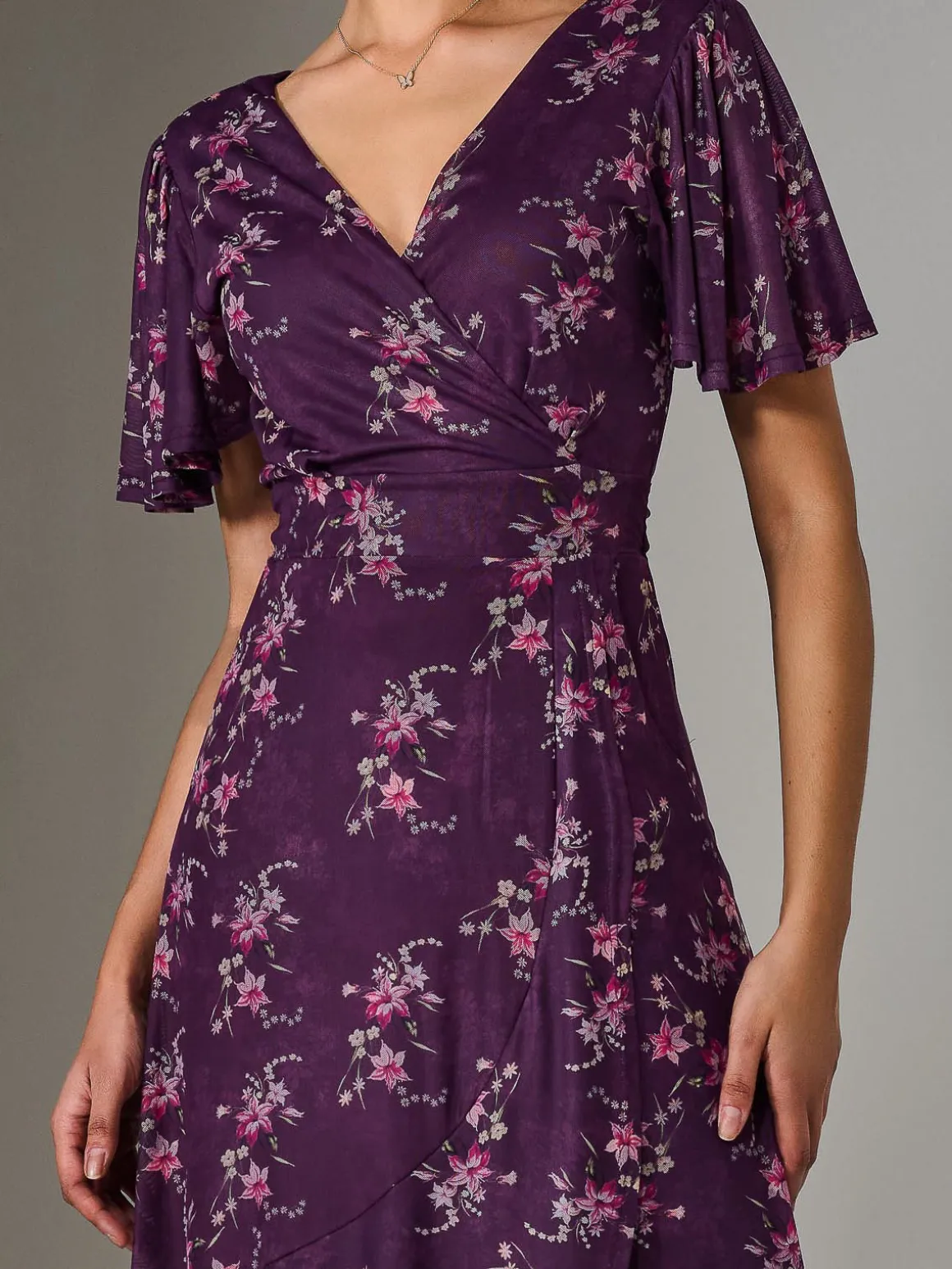 Wrap Midaxi Dress, Purple Floral