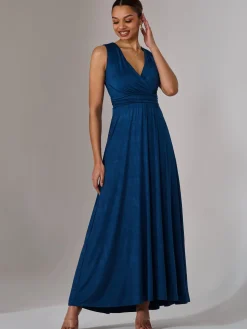 Wrapped Bodice Jersey Maxi Dress, Navy