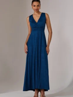 Wrapped Bodice Jersey Maxi Dress, Navy