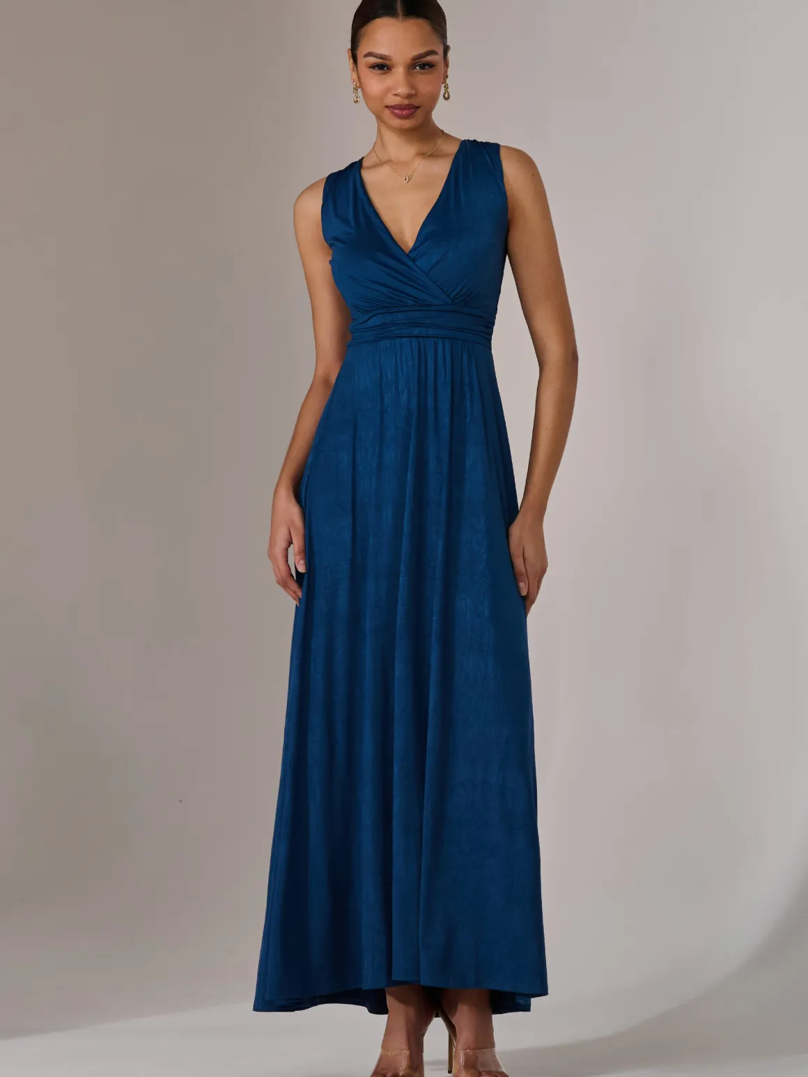 Wrapped Bodice Jersey Maxi Dress, Navy