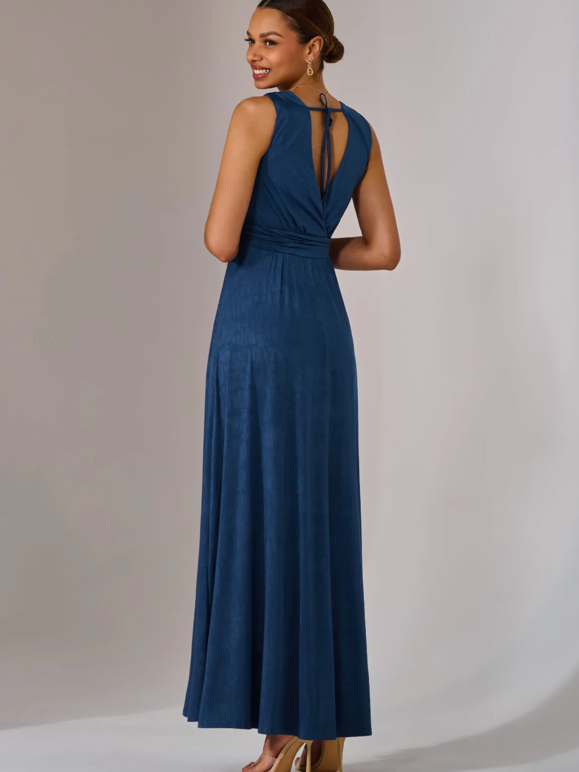 Wrapped Bodice Jersey Maxi Dress, Navy