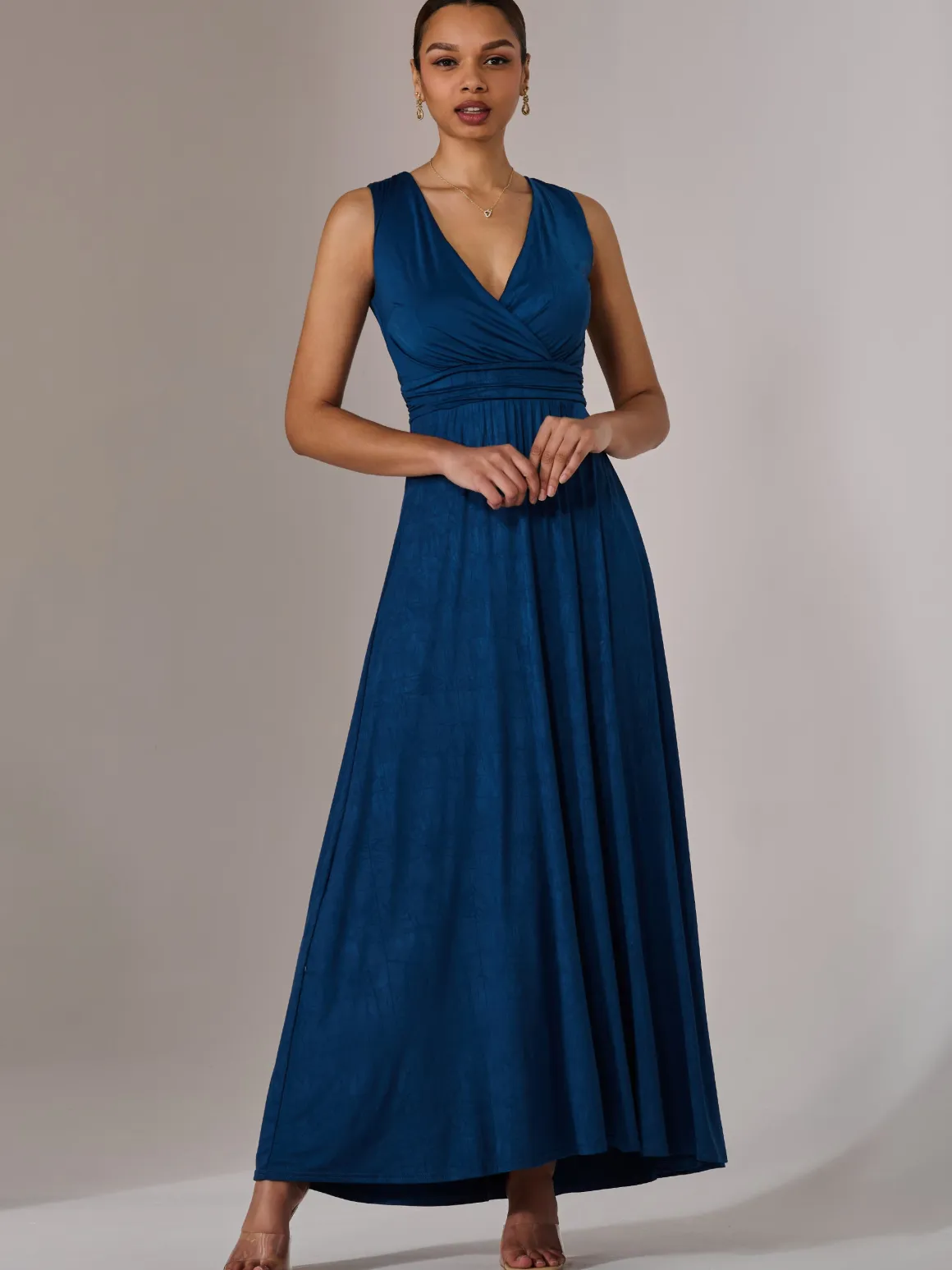 Wrapped Bodice Jersey Maxi Dress, Navy