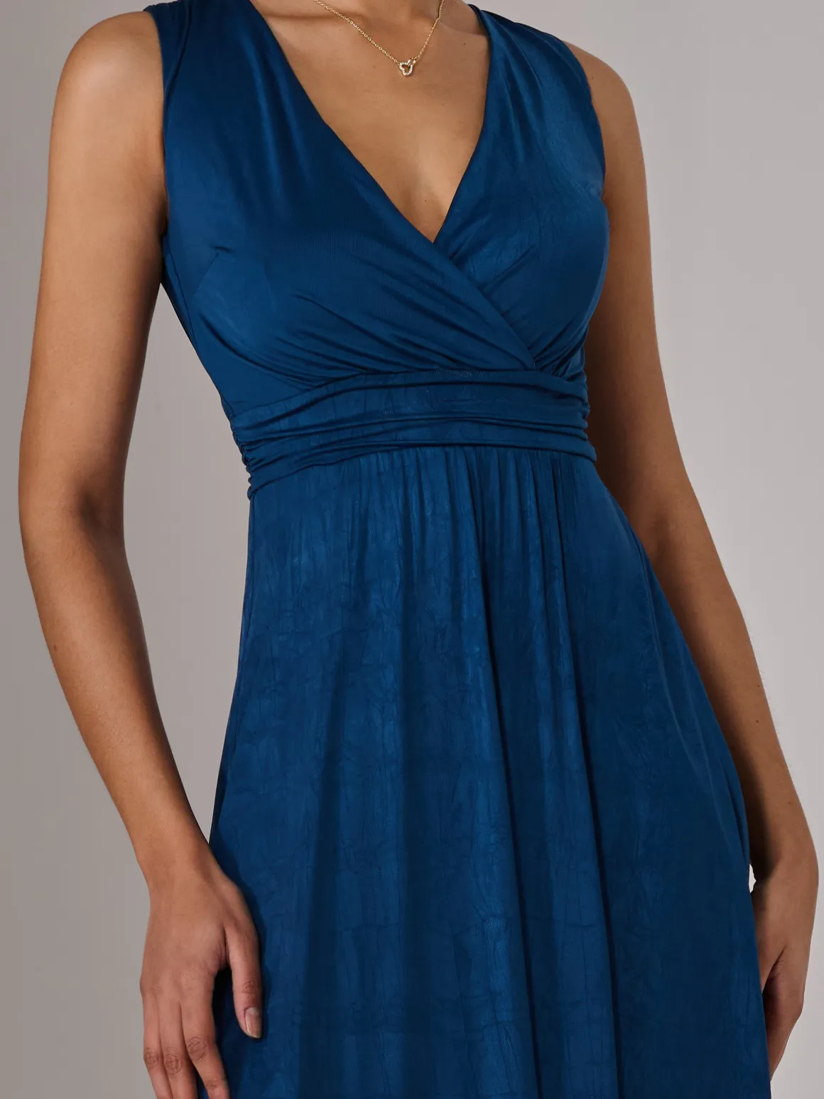 Wrapped Bodice Jersey Maxi Dress, Navy