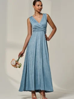 Wrapped Bodice Jersey Maxi Dress, Steel Blue
