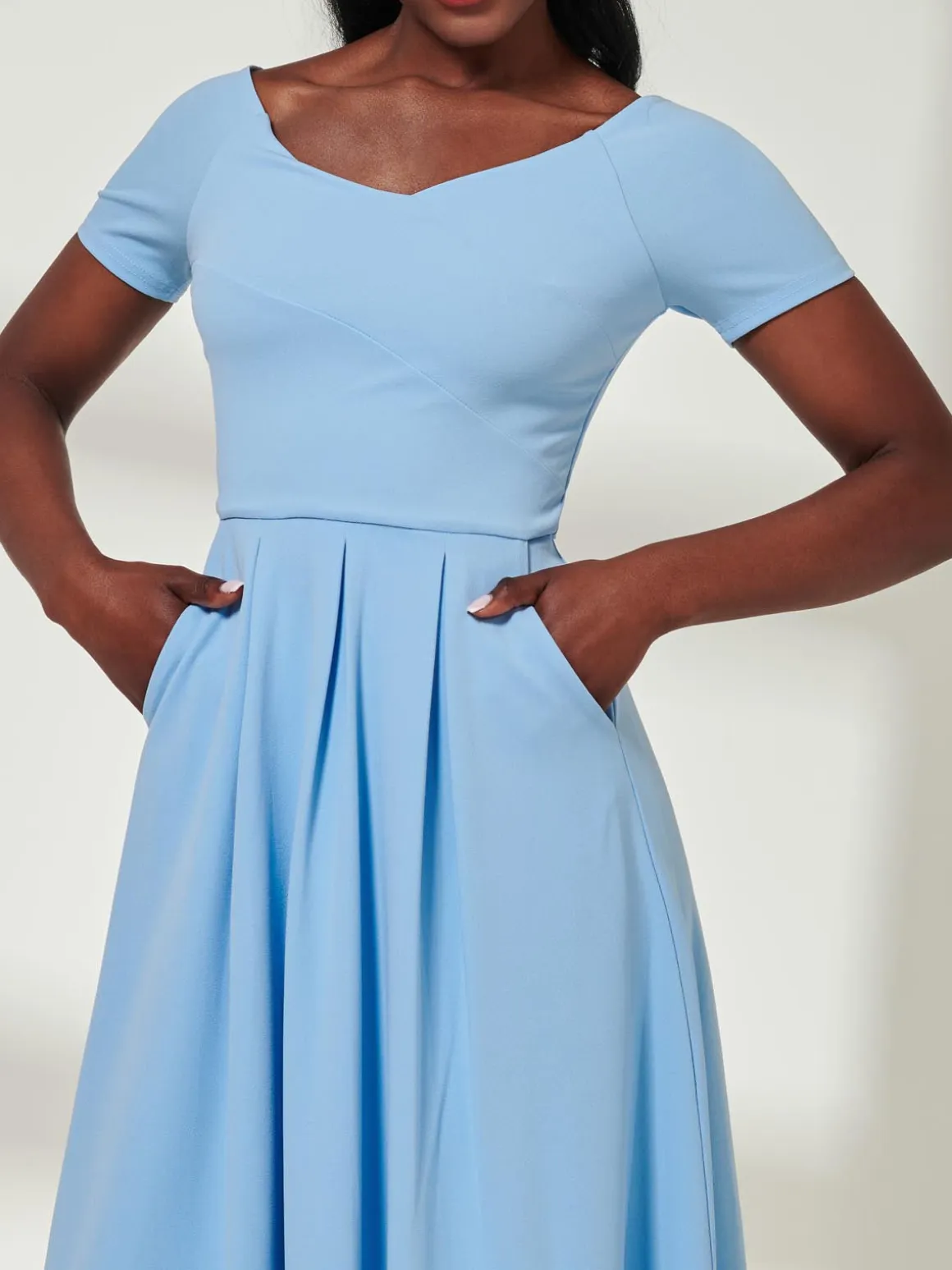 Yana Off Shoulder Scuba Maxi Dress, Blue