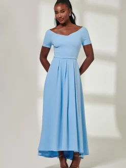 Yana Off Shoulder Scuba Maxi Dress, Blue