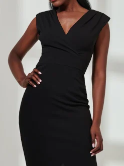 Yiskah Wrap Bodice Pencil Dress, Black
