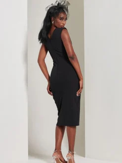Yseult V-Neck Split Bodycon Dress, Black