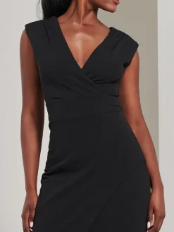 Yseult V-Neck Split Bodycon Dress, Black